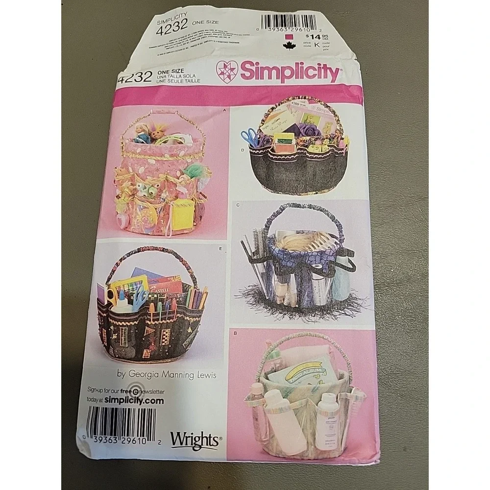Bucket organizers covers craft‎ pattern 4232 UNCUT Easter Teacher baby basket